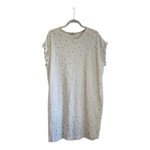 BODEN Faye Jersey T-shirt Shift Dress Gold Metallic Dots Size 18R 100% Cotton